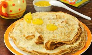 Lenten pancakes with mineral water - thin, with holes